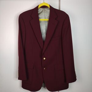 80s Chaps Ralph Lauren Blazer Sport Coat Mens Sz L Maroon Gold Button USA EUC